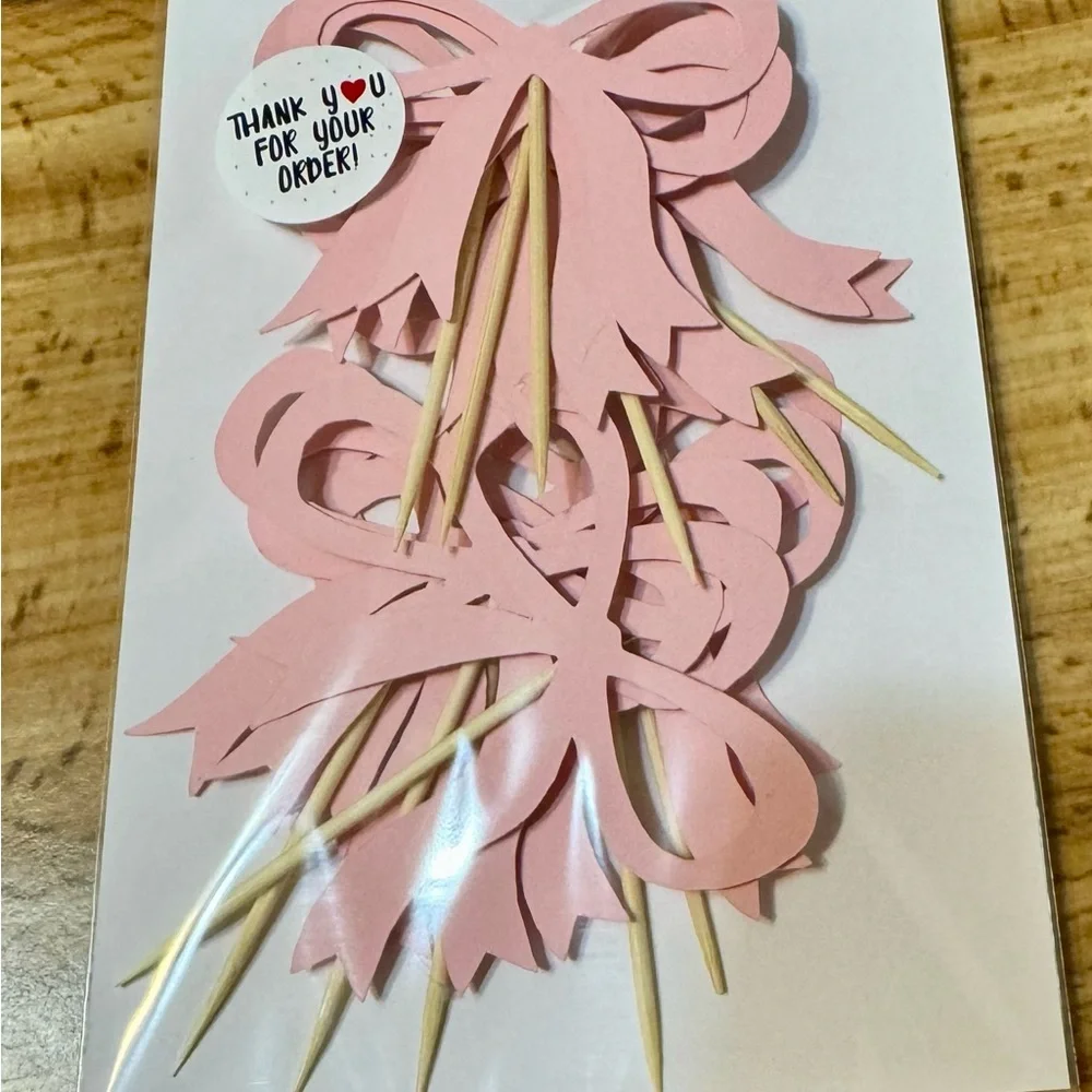 Coquette pink bows cupcake toppers